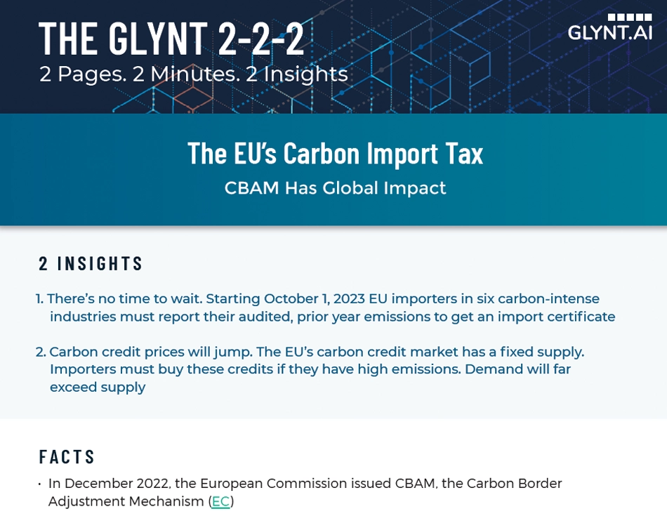 A thumbnail of the cover of the GLYNT 222 "The EU's Carbon Import Tax"