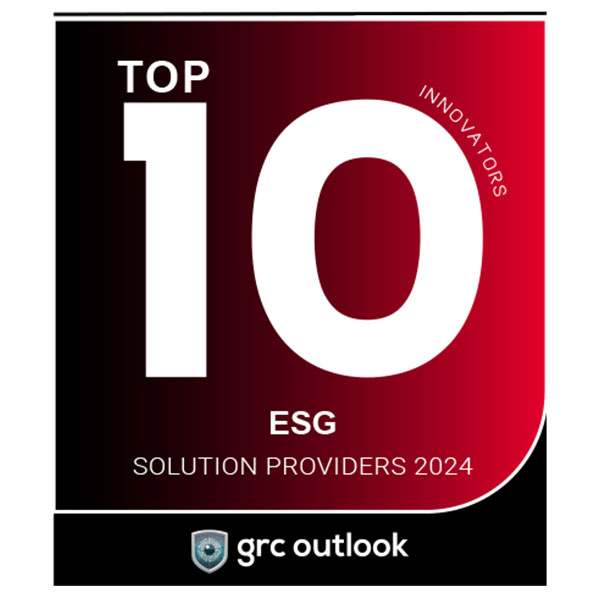 An award from GRC Outlook for "Top 10 ESG Solution Provider"