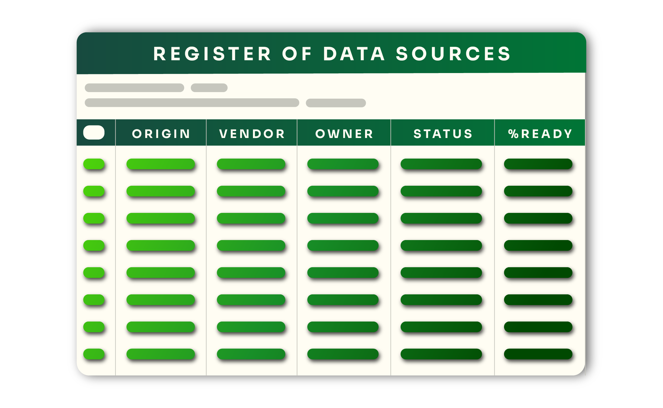An approximation of a spreadsheet with many rows of data